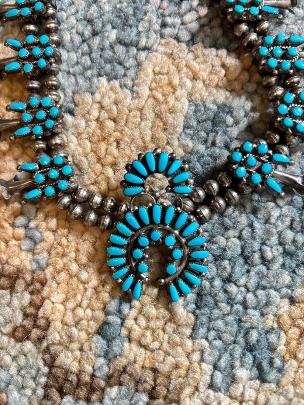 Vintage/Estate Ralph Turquoise Statement Squash Blossom Necklace - Women Jewelry - Picture 4 of 6